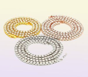 Tenis ukończony wisiorki biżuterii chmiel łańcuchy bling biżuteria męska diament mrożony w łańcuch tenisowy Moda M moda M 4 mm Sier Go8793931