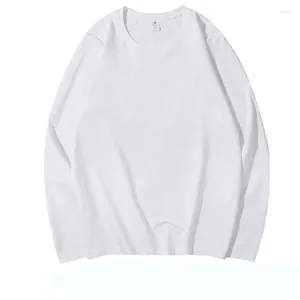 Herrpolos levererar tung rund hals långärmad t-shirt japansk lös all-match fast färg och kvinnors botten grossist