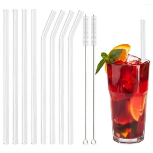 Consumo de palha reutilizável de canudos de bebida 200x8mm com 2 pincéis de limpeza de cocktail de smoothie saudável