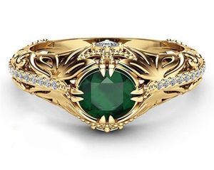 Szmaragdowy kolor 14 -karatowy złoty pierścionek dla kobiety mężczyzn zaręczynowy Pierścionek 4406743