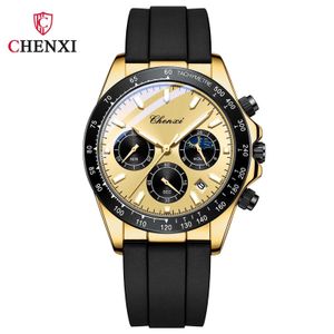 CHENXI/Dawn Mens Multifunctional Watch Sun Moon Stars Three Eyes Running Needle Calendar Fang Sheng