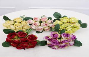 11 Pack Fiori del matrimonio Fiori da sposa artificiale Bride Bouquet Wedding Rose Artificial Flowers per feste o Wedding2143284