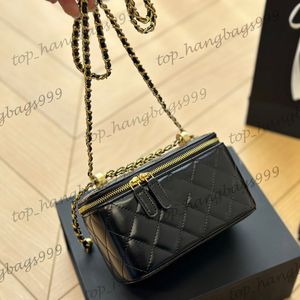 Lambskin Çift Küçük Toplar Kozmetik Kılıf Nafına Kutu Çantaları Ayna Crad Tutucu Lipsctick Makyaj Depolama Fermuar Bagaj Ayarlanabilir Stracp Cüzdan 18x10cm