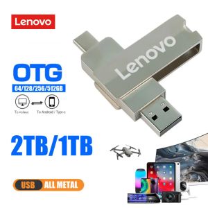 Адаптер Lenovo USB Flash Drive 2TB 1TB OTG 2 в 1 USB Stick 512 ГБ 256 ГБ высокой скорости Pendrive USB Memory 128GB Флэш -диск для телефона ноутбука