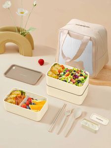 Dinnerware WORTHBUY Portable Container Lunch Box For Kids Microwave Heatable Sealed Leak-proof Bento With Cutlery&Thermal Bag