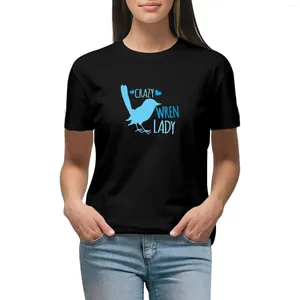 Polos femininos Crazy Wren Lady (Blue Baven Pretty Bird) T-shirt Manga curta Camisetas de verão T T para mulheres gráficas