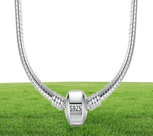 Med certifikat 45/50/55/60cm 925 Solid Silver Chain Necklace Fit Pendants Beads Charms DIY Gift Smycken Tillbehör LJ2008319733886