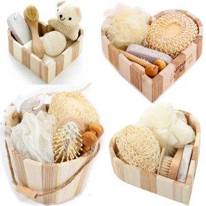 Sets 5 in 1 Women Man Girl Kid Baby Bath Show Spa Set Gift Include Bath Tool Loofah Sponge Hair Brush Pumice Stone Foot File