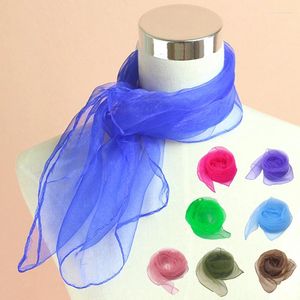 Schals dünne Seide Feste Farbe für Frauen 70 70 cm transparenter Nackenschal