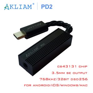 Amplificador Akliam PD2 768kHz USB DAC CS43131 USB DONGLE HIFI PORTABLE DAC AMP AMP 3,5 mm Amplificador de fone de ouvido de saída