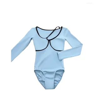 Stage Wear Ballet Training Suit For Adult Women's Dance Irregular Neckline Jumpsuit Aerial Yoga Gymnastics Body