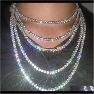 Tennis Graduated Pendants Drop Delivery 2021 M 4Mm 5Mm Hip Hop Chains Jewelry Mens Diamond Tennis Necklace 18K Real White Gold Plated B 2304