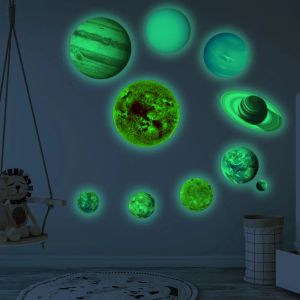 Stickers Solar System nine Planets sticker DIY universe fluorescent Moon Glow In the dark kids room home decoration Luminous wall sticker