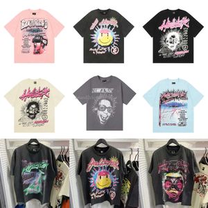 Hip Hop Streetwear Tshirt Rappe Mens Mulheres Tshirt Rapper Lavado Cinzento Cinzento Crafamento Pesado Unisex Manga Curta Top High Street Fashion Retro T-shirt feminino