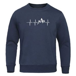 Herren Hoodies Sweatshirts Mountain EKG Lustige gedruckte Herren Hoodie Fashion Casual Clothing O-Neck atmungsaktiver extra großer Straße Lose und warmes Sweatshirt Q240506