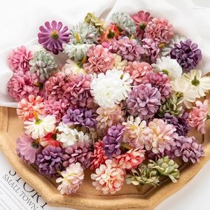 Decorative Flowers 20PC Silk Hydrangea Head Scrapbook Christmas Decorations For Home Wedding Party DIY Candy Box Cake Material Artificial