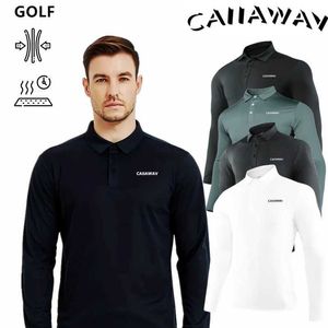 Polos męski CaiiiAv Long Slve Mens Ubranie koszulka Polo Szybka sucha Elastyczna Zimowa Zimowa Ubranie Y240506