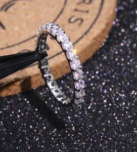 Vecalon Eternity Ring Real 100 925 Sterling Silver Full Diamond Engagement Wedding Band Rings for Women Men Finger Jewelry2363074