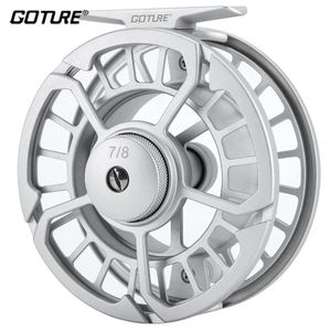 Goture 34 56 78 910 WT Fly Fishing Reel CNC Machined Metal Large Arbor Aluminium Professional Wheel Silver 21BB 240506