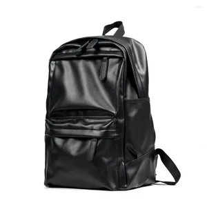 Backpack Leisure Travel PU Leather Men's Fashion Trend Large Capacity Laptop Computer Bag Youth Student School