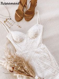 Beach Boho Hochzeitskleid gegen Hals Langes Rückenless Ausschnitt Spitzenziel Elopement Brautrobe de Soiree de Mariage