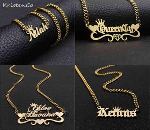 Nome personalizzato Kristoco Collana inossidabile Gold Choker Gold Chain Cuban Cuban Name Pendant Necklace per donne Regali H117112878