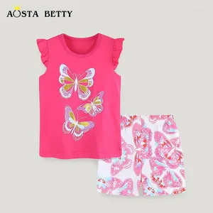 Kleidungsstücke Kurzarm Set 24 Sommer Kinder Wear Girls Young Children Schmetterling gedrucktes T-Shirt 2