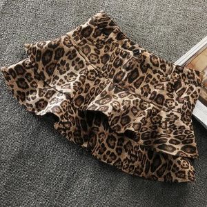 Etekler yaz retro seksi leopar baskısı pileli etek kadınlar için mini harajuku moda kısa yüksek bel kalça