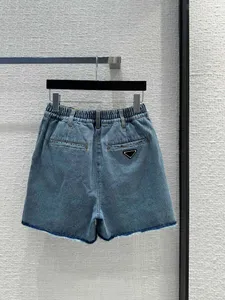 2024 New Fashion Summer Blue Denim Shorts Women Solid Color High Waist Loose Vintage Shorts