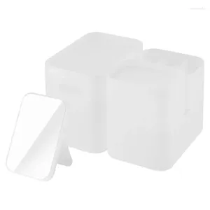 Mutfak Depolama Plastik Buzlu Şeffaf Masaüstü Kutu Seti