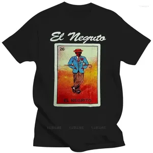 Polos męski przybył Tshirt czarne topy meksykańskie loteria el negrito men t -shirt humor vintage w stylu krótki rękaw