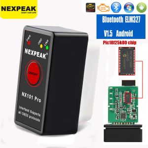 Scanners ELM327 V 1 5 OBD2 SCANNER PIC18F25K80 Bluetooth Elm 327 Nexpeak NX101 Bil Diagnostisk verktyg för Android VGate Icar2 Code Reader