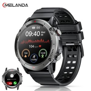 Relógios melanda 1,39 polegada Bluetooth Call Men Smart Watch Ip68 Sports Sports Rastreador de fitness Smartwatch para iOS Android 400mAh