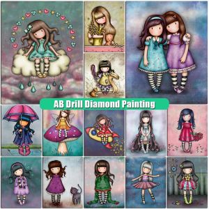 Ponto 5d ablatão de diamante desenho animado meninas diy full drill mosaic quadrado/ redonda diamont bordado animal boneca pictures home decoração presente