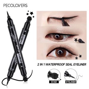 Eyeliner Five Styles Eyeliner Stamp Flower Star Liquid Eyeliner Pen Doubleended Lazy Eye Liner Pencil Quick Dry Waterproof Eye Makeup