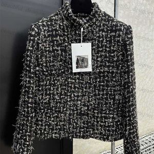 Designer women's jacket 2024 Early Spring New Loose and Versatile Heavy Industry Black Temperament Small Wind Coarse Flower Woolen Short Coat