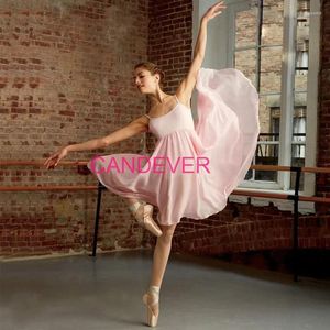 Stage Wear Assolso Asimmetrico Chiffon Spaghetti Cinghie Donne Donte Modern Ballroom Ballet Tutu Contemporanee Lirical Dance Costumi Girls