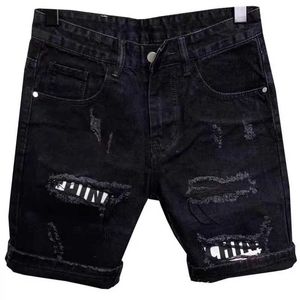 Jeans maschile New Mens 2023 Hole Adesions coreano Fashion Ultra-sottile Shorts Shorts Legamio Jeans Shortsl2405