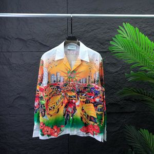 シャツ高級デザイナーメンズTシャツメンズ春秋デニムシャツTシャツ長袖ボタンダウンアップトップカジュアル＃07