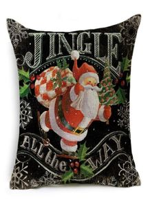 Christmas Linen Pillowcase Santa Claus Snowman Pillowcase Xmas Tree Deer Pillows Cover Sofa Cushions Pillow Covers Home Decor BH701029350