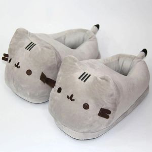 Hausschuhe Cartoon Vollbedeckte Katzenschuppen warme Winterrutschen weiche Plüschpuppe Innen süße Anime Schlafzimmer Schuhe für Mann Frau Haus Gebrauch
