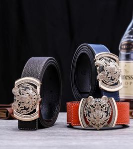 Handsom Tiger Animal Men Plain Designer Leather Belt New Fashion Luxury Glittering 3D fivela suave 125cm1825981