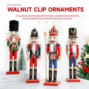 Miniatyrer 30 cm Nutcracker Puppet Soldier Creative Doll Wood Pendant Handcraft Vintage Present Ornament Jul Nyår Hemdekoration