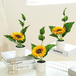 Flores decorativas de 30 cm de girassol artificial requintado decoração floral linda com mini simples flor de mini -simulação flor