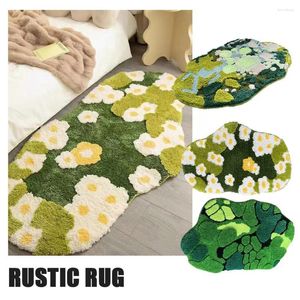 Carpets Floor Mat Flocking Bathroom Absorbent Foot Home Pastoral Carpet Small Style Flower Bedroom Stain-resistant W9J8