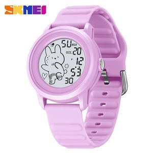 Skmei fofo de desenho animado Rabit Pattern Countdown Sport Sport Watches Digital para crianças meninos meninas de volta luz Crianças do pulso Relógio de despertador 240428