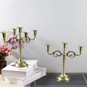 Держатели Imuwen Silver/Gold/Bronze/Black Metal Pillar Holders Holders Candlestic