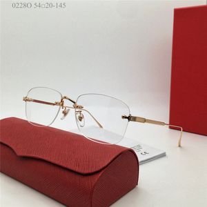 Novo design de moda quadrada vidro óptico 0228o lentes de moldura de metal sem aro homens e mulheres estilo comercial leve e fácil de usar óculos