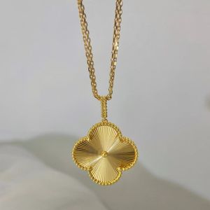 5A Quality Designer necklace 18k gold Pendant high version Classic Chain original rhombus buckle vanly cleeflies for womens girlfriend 25mm big size