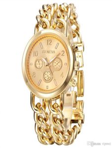 Women Geneva Gold watch Fashion Cowboy chain Quartz clothing Watches Ladies Dress clock Retro Punk Luminous wristwatch7744559